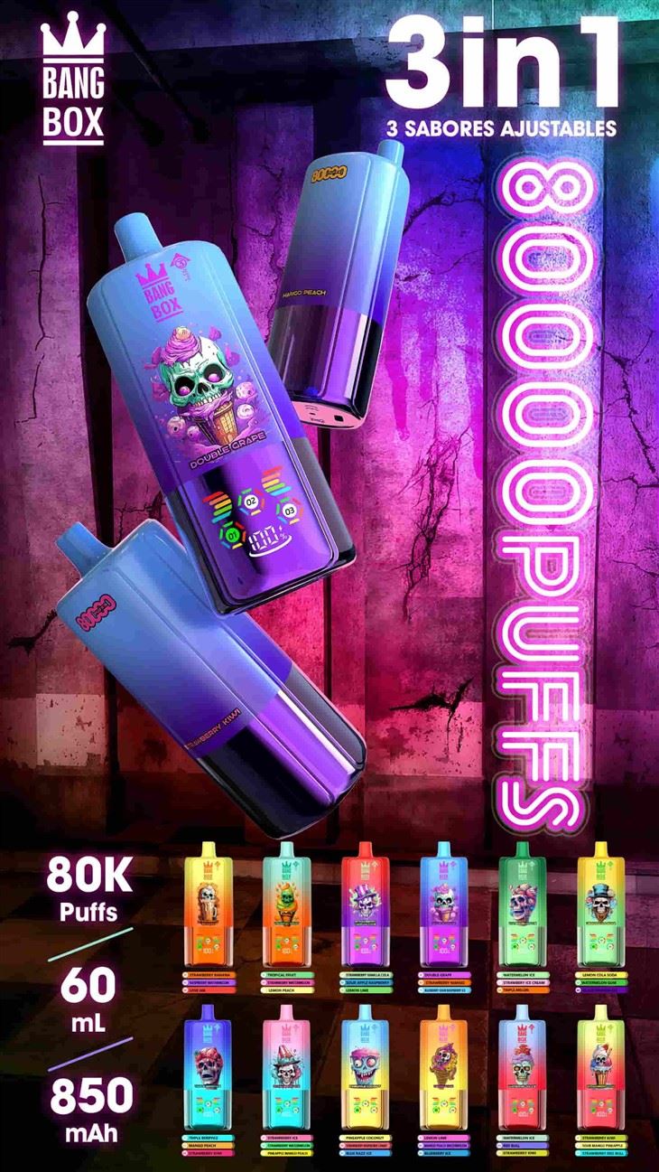 BANG BOX 80k Puffs 3 em 1 Sabor Ajustável E-cigarro